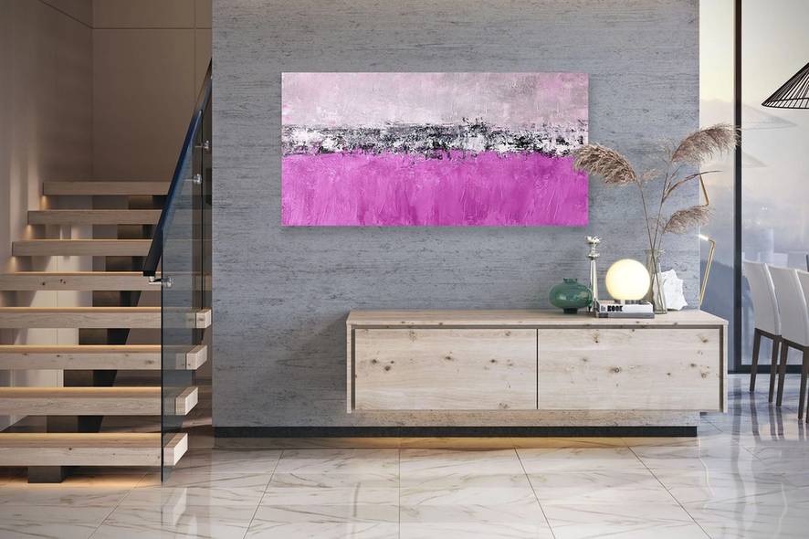 Pink Contemporary Abstract - original acrylic painting for study